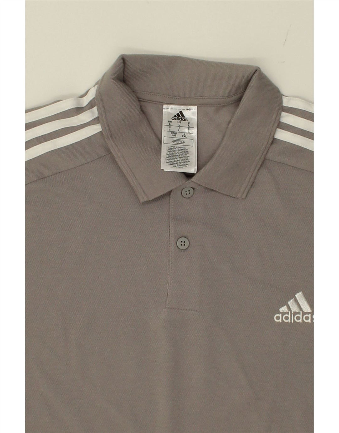 ADIDAS Mens Polo Shirt Large Grey Cotton Vintage Adidas and Second-Hand Adidas from Messina Hembry 