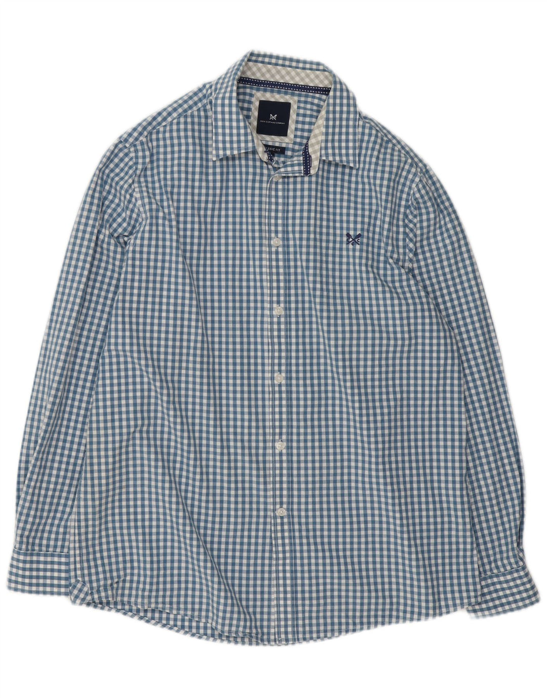Crew Clothing Herre Classic Fit Shirt XL Blue Gingham Cotton