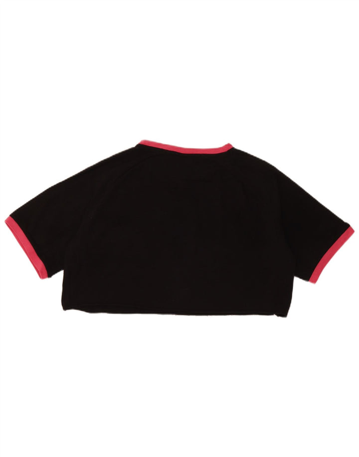 KAPPA Womens Crop Oversized grafisk T-shirt top UK 10 Lille sort bomuld