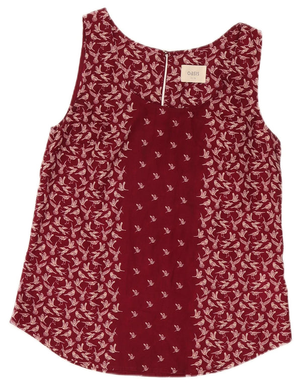 Oasis Dame Ærmeløs bluse Top UK 10 Small Bourgogne Animal Print