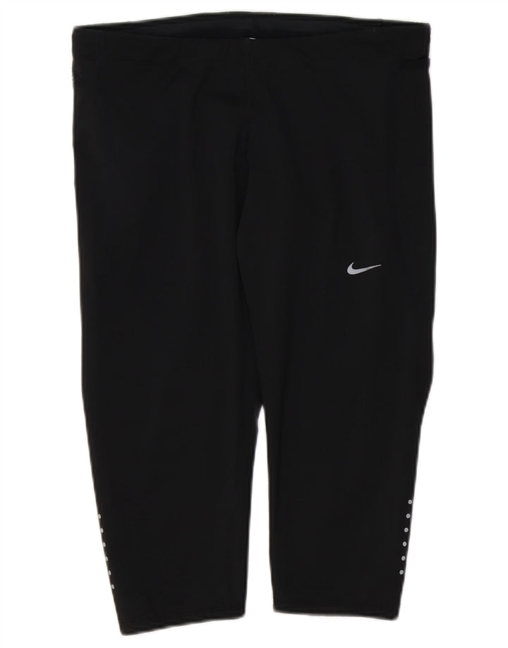 Nike Dame Dri Fit Capri Leggings UK 14 Large Black Polyester