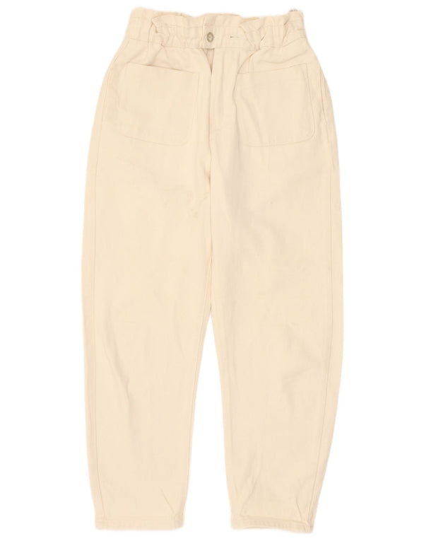 Zara Kvinder Højtaljede Tapered Jeans EU 36 XS W26 L25 Beige Bomuld