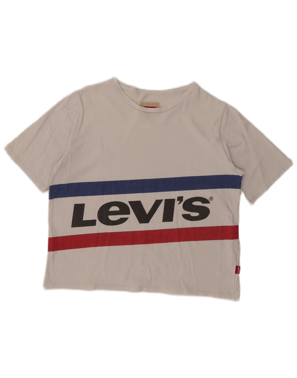 Levi's Girls Crop Grafisk T-Shirt Top 13-14 år Hvid Colourblock Bomuld