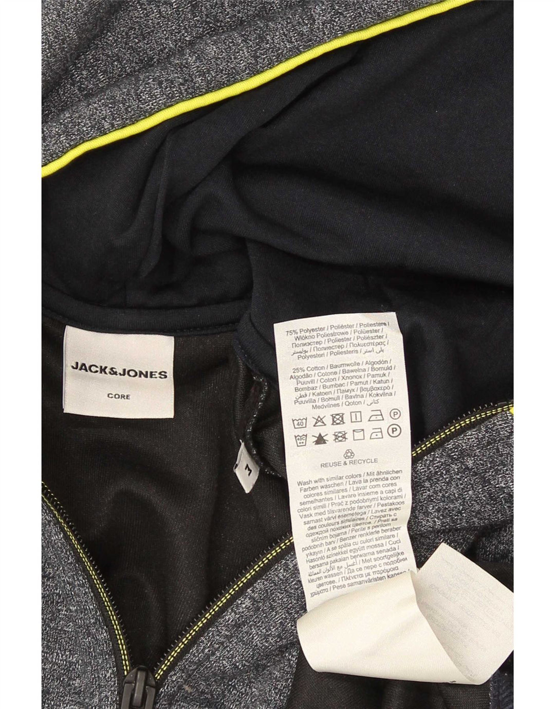 Jack & Jones Hættetrøje med lynlås til mænd mellemgrå flækket bomuld