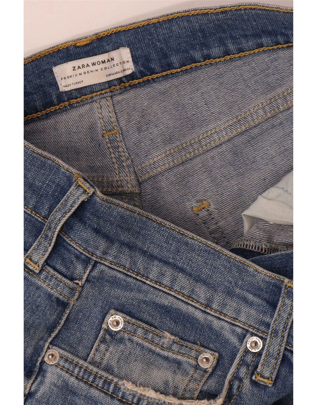 Zara Dame Slim Jeans EU 34 2XS W24 L26 Blå Plettet