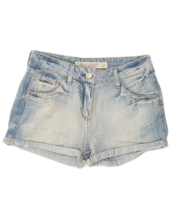 Zara Dame Denim Shorts EU 36 XS W26 Blå