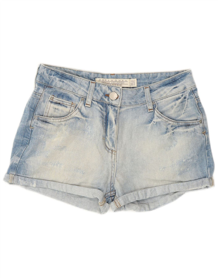 Zara Dame Denim Shorts EU 36 XS W26 Blå