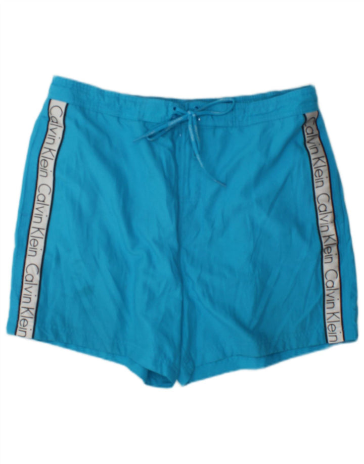 Calvin Klein Grafiske svømmeshorts til mænd, store blå farveblok