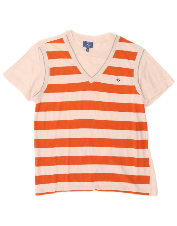 Fay Boys T-Shirt Top 13-14 år Orange Stribet Bomuld
