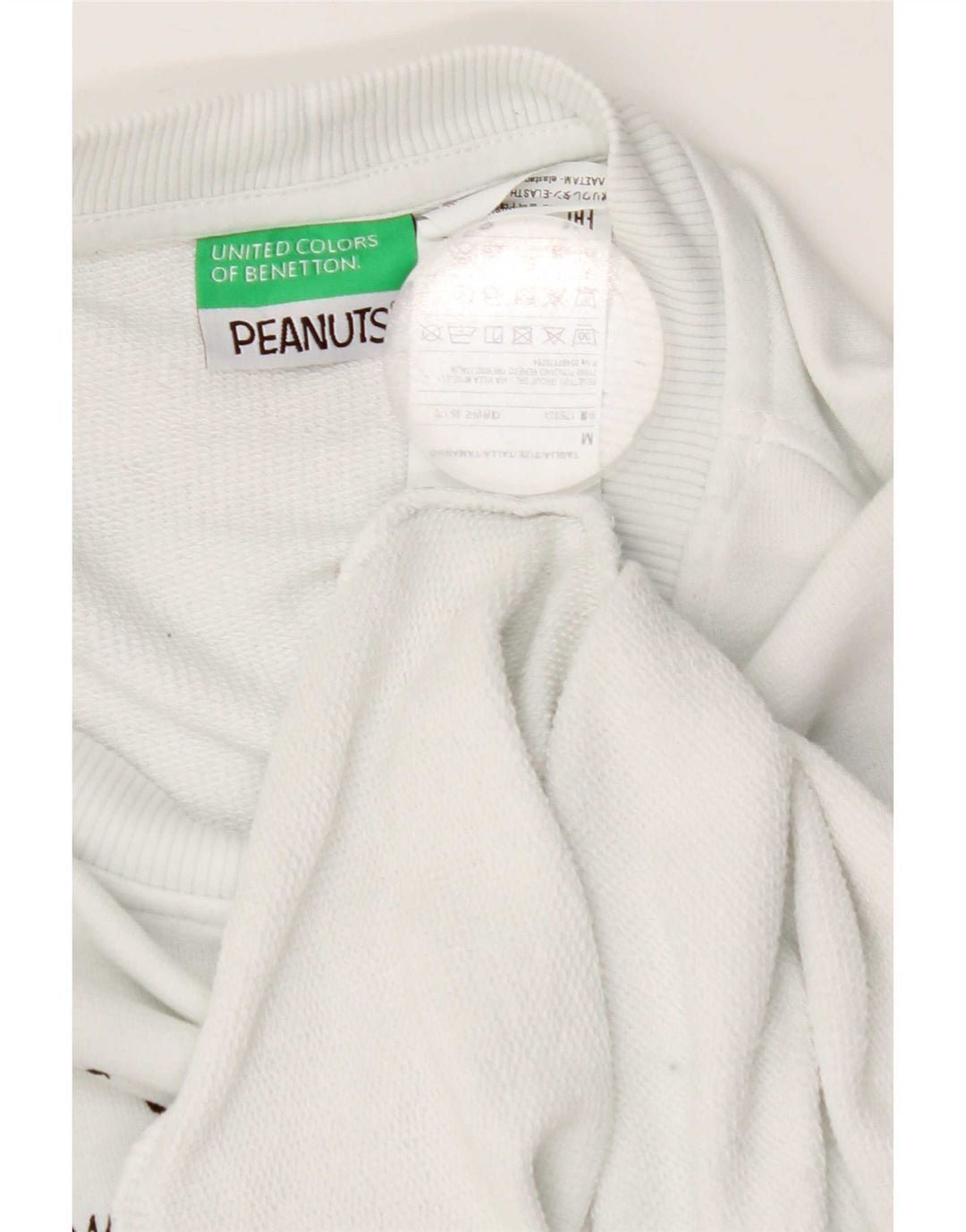 Benetton Herre Peanuts Graphic Sweatshirt Jumper Medium White Colourblock