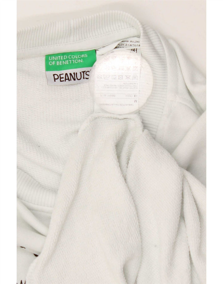 Benetton Herre Peanuts Graphic Sweatshirt Jumper Medium White Colourblock