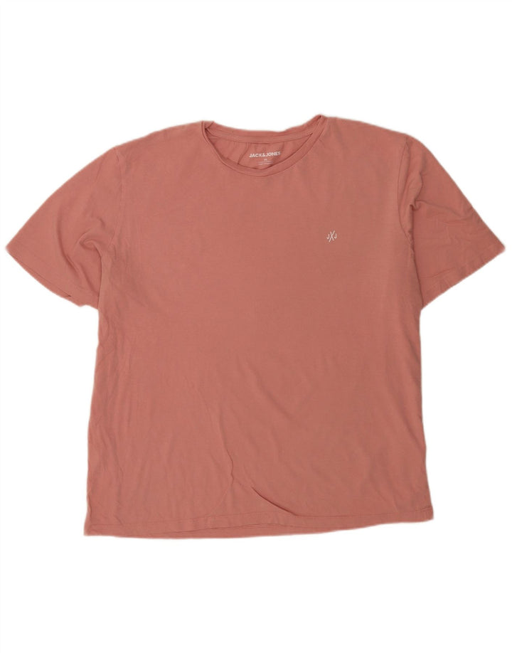Jack & Jones Herre T-Shirt Top 2XL Pink Bomuld