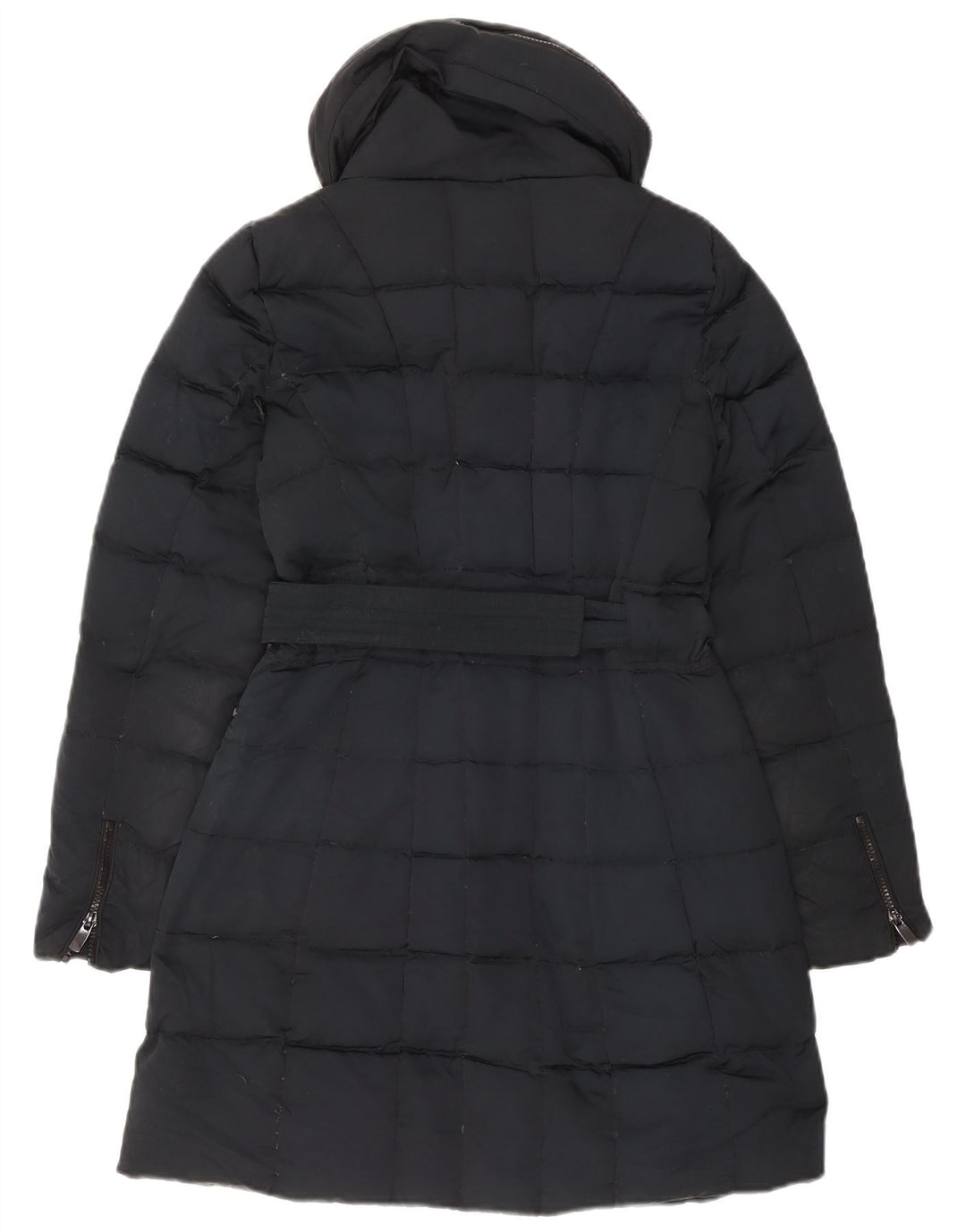 Zara Dame Hætte Polstret Frakke UK 10 Small Navy Blue