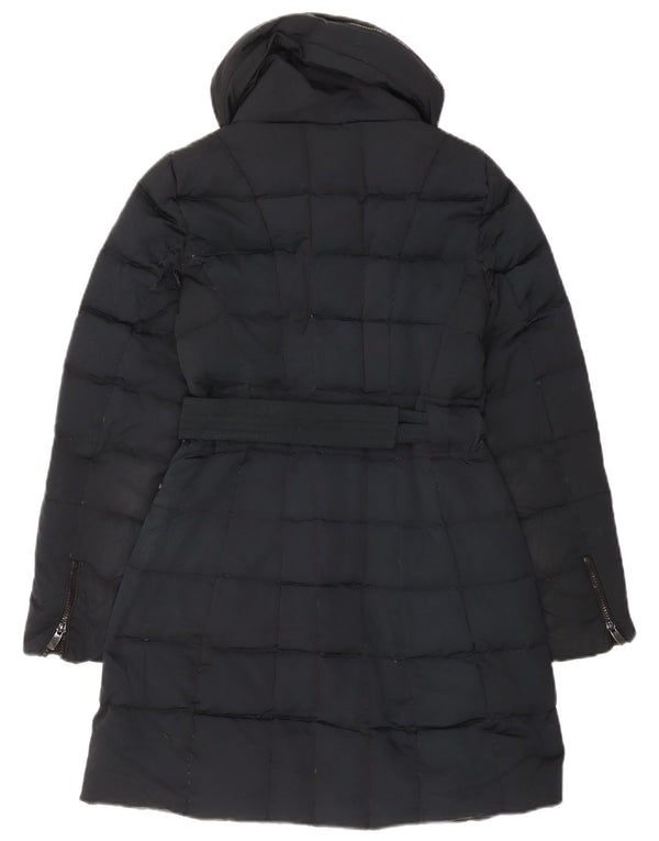 Zara Dame Hætte Polstret Frakke UK 10 Small Navy Blue