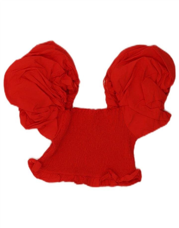 Zara Womens Off Shoulder Crop Top UK 8 Small Red