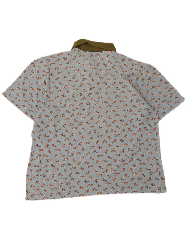 Henry Cottons Dame Polo Shirt UK 16 Large Blue Floral