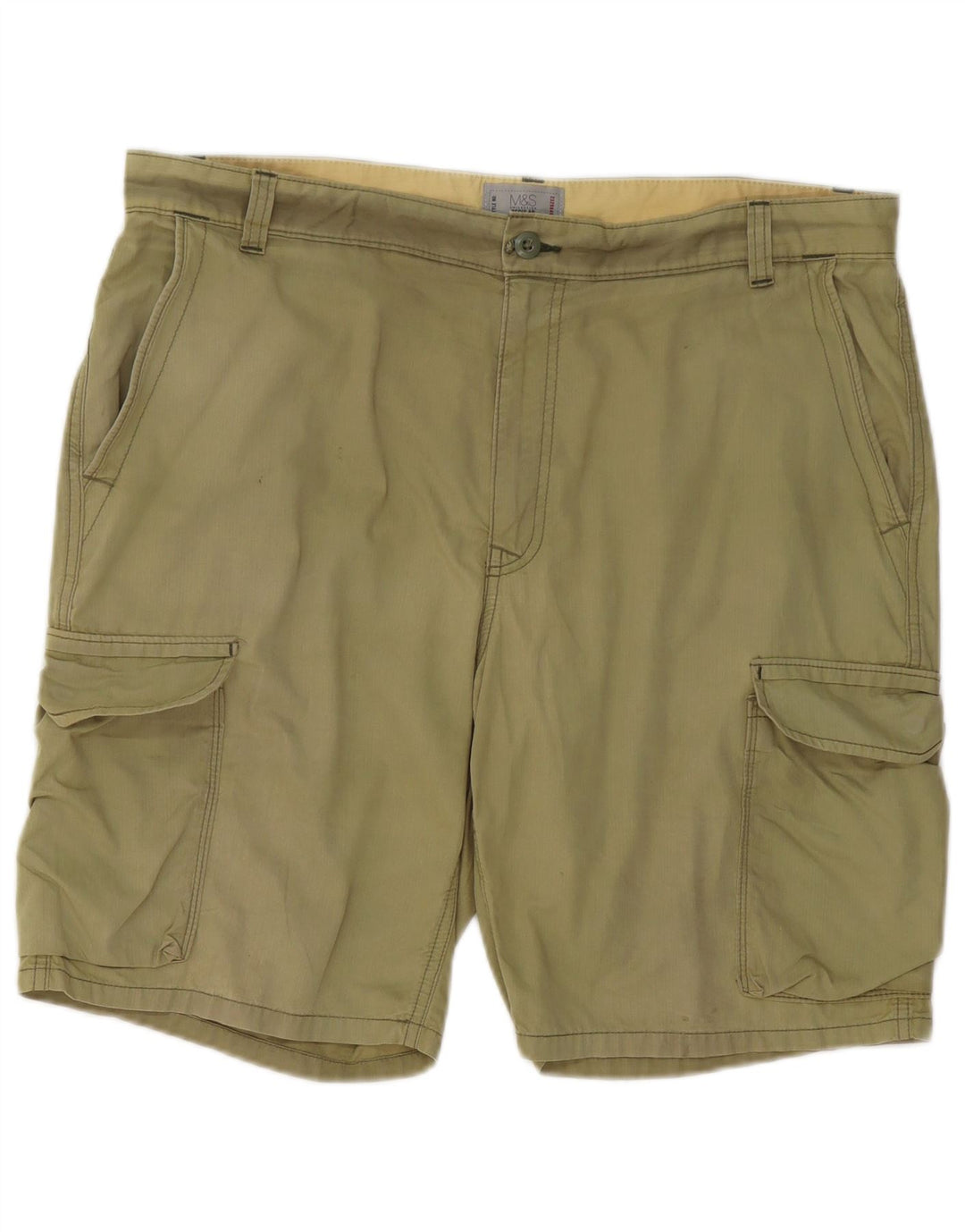 Marks & Spencer Herre Regular Cargo Shorts W38 XL Khaki Cotton