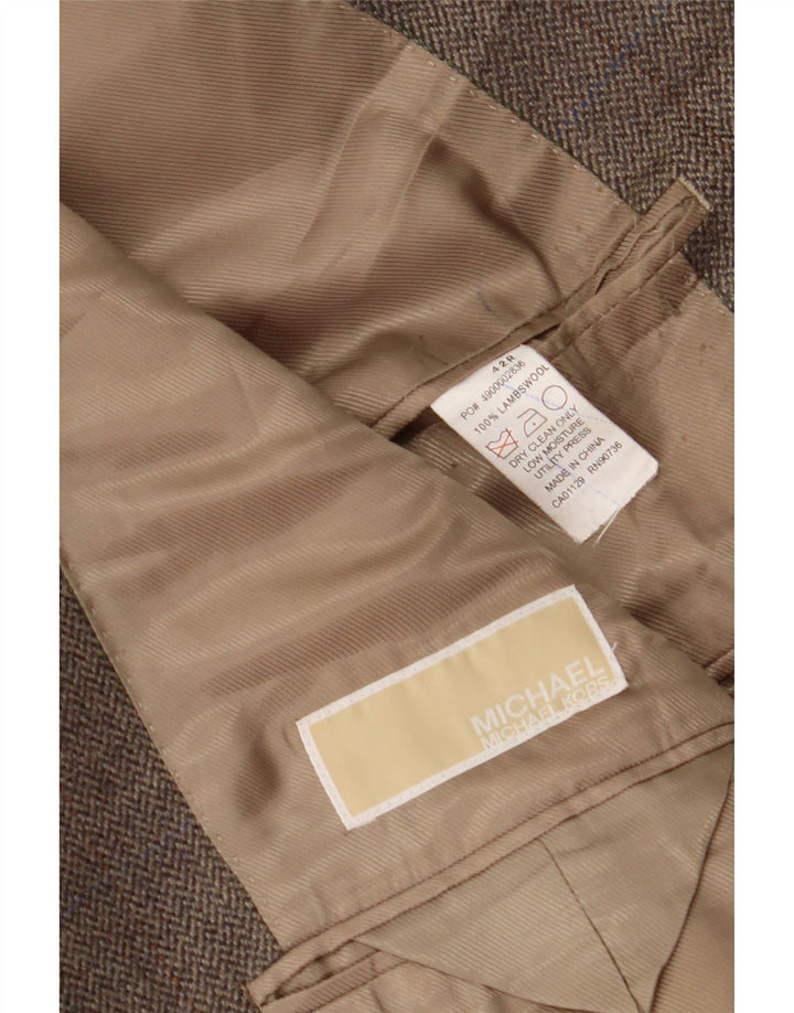 MICHAEL KORS Herre 3-knaps blazerjakke UK 42 XL Brun lammeuld