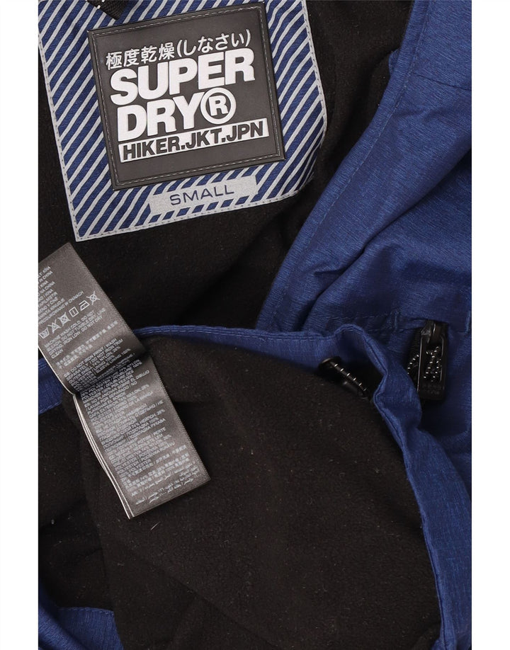 Superdry Windbreaker-jakke med hætte til mænd UK 36 Lille marineblå polyester