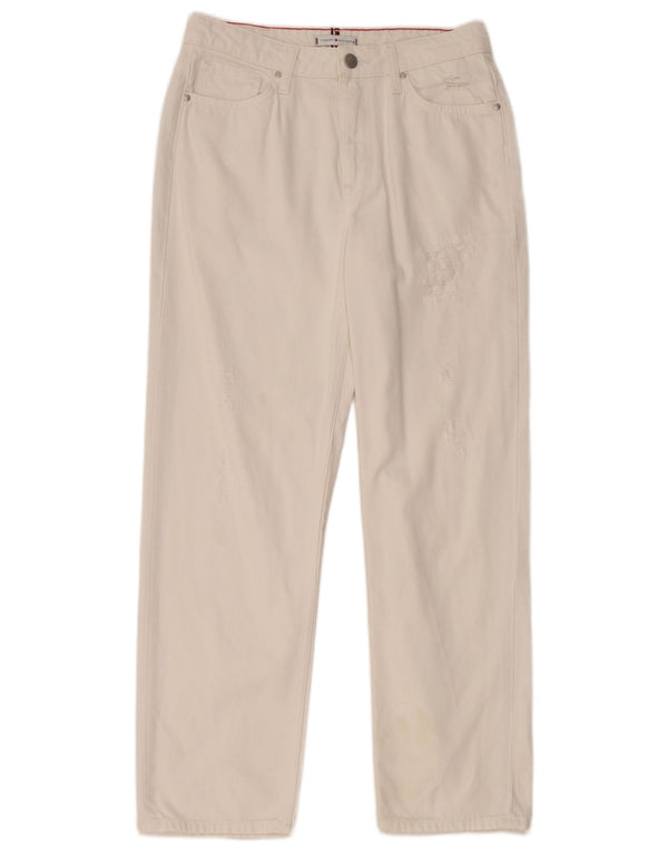 TOMMY HILFIGER Dame Distressed Straight Jeans W29 L28 Hvid Bomuld