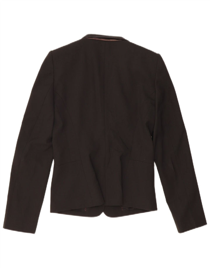 HUGO BOSS Womens 1 Button Blazer Jacket UK 6 XS Black Cotton