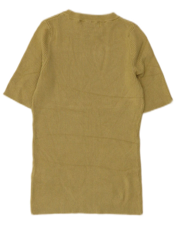 Marks & Spencer Dame Crop Crew Neck Jumper Sweater UK 6 XS Khaki