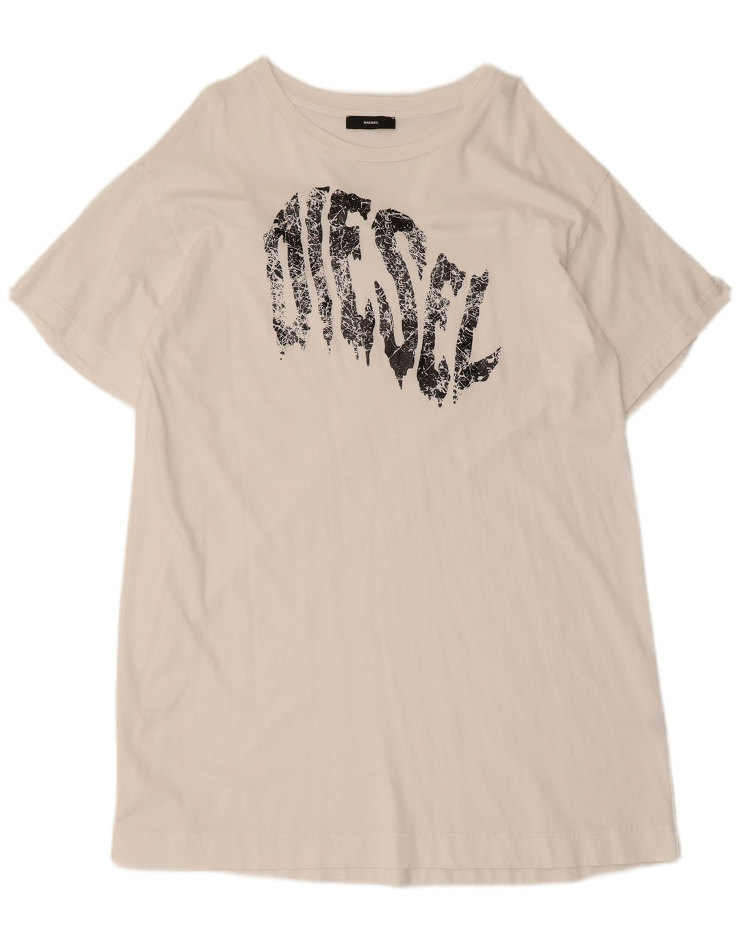 Diesel Dame Grafisk T-Shirt Kjole UK 14 Medium White