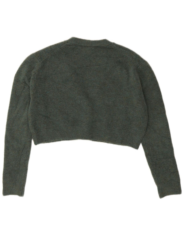 Zara Womens Crop Oversized cardigan sweater UK 10 Small Green