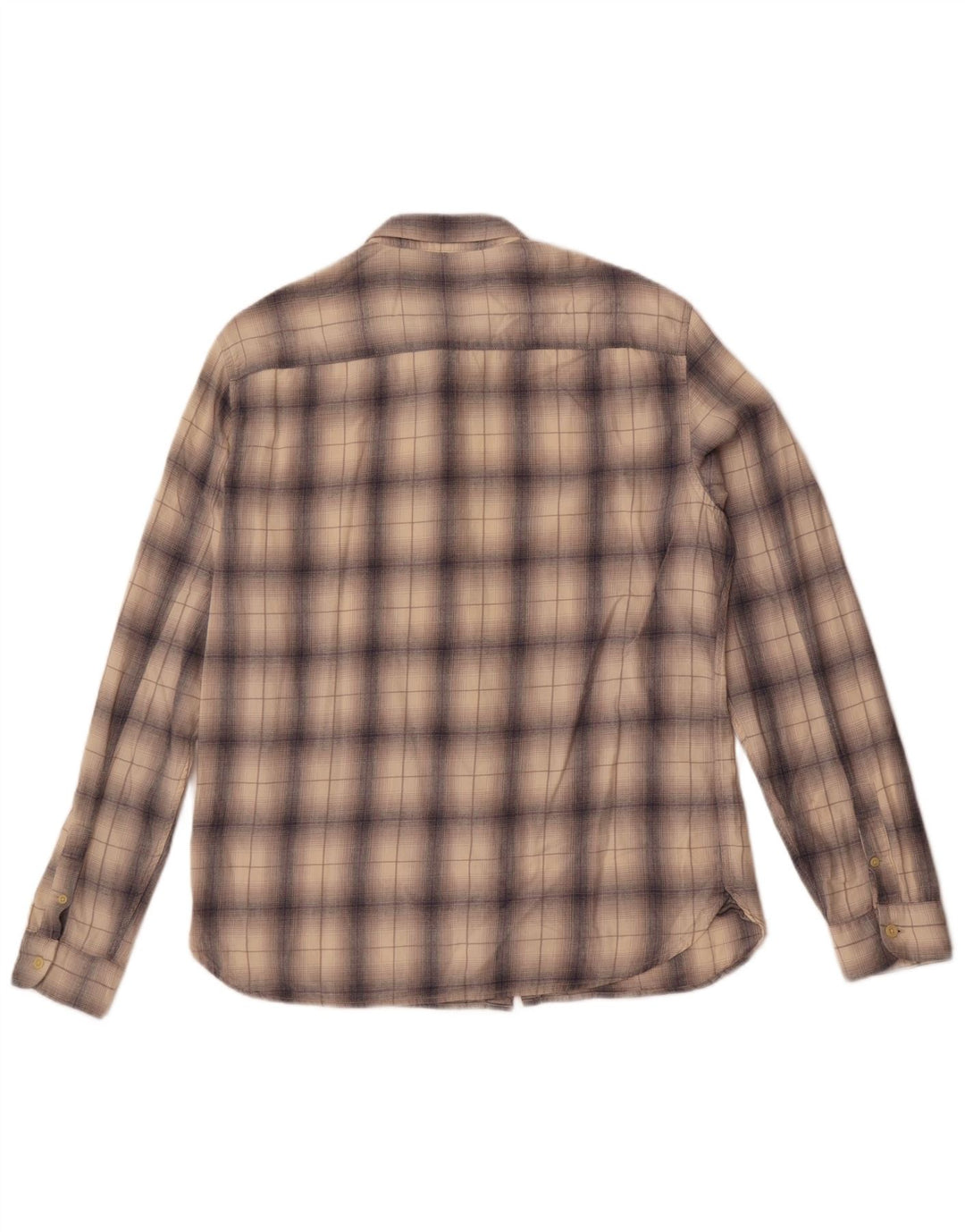 All Saints Herre Flanellskjorte Stor Beige Ternet Bomuld
