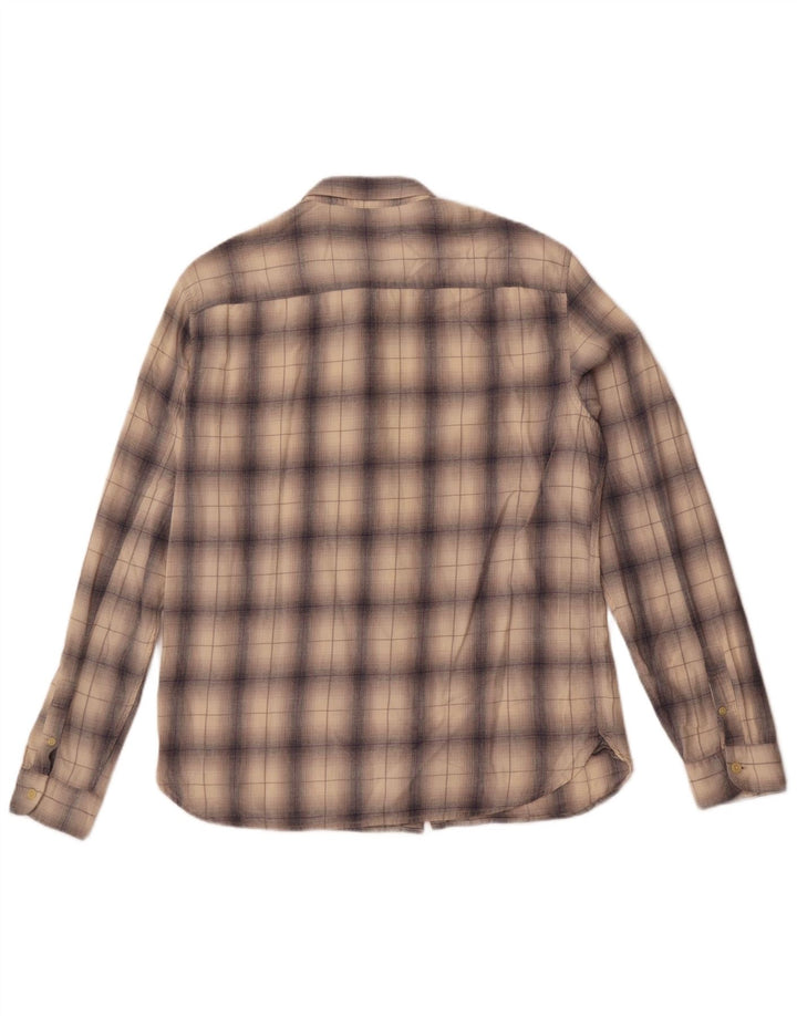 All Saints Herre Flanellskjorte Stor Beige Ternet Bomuld