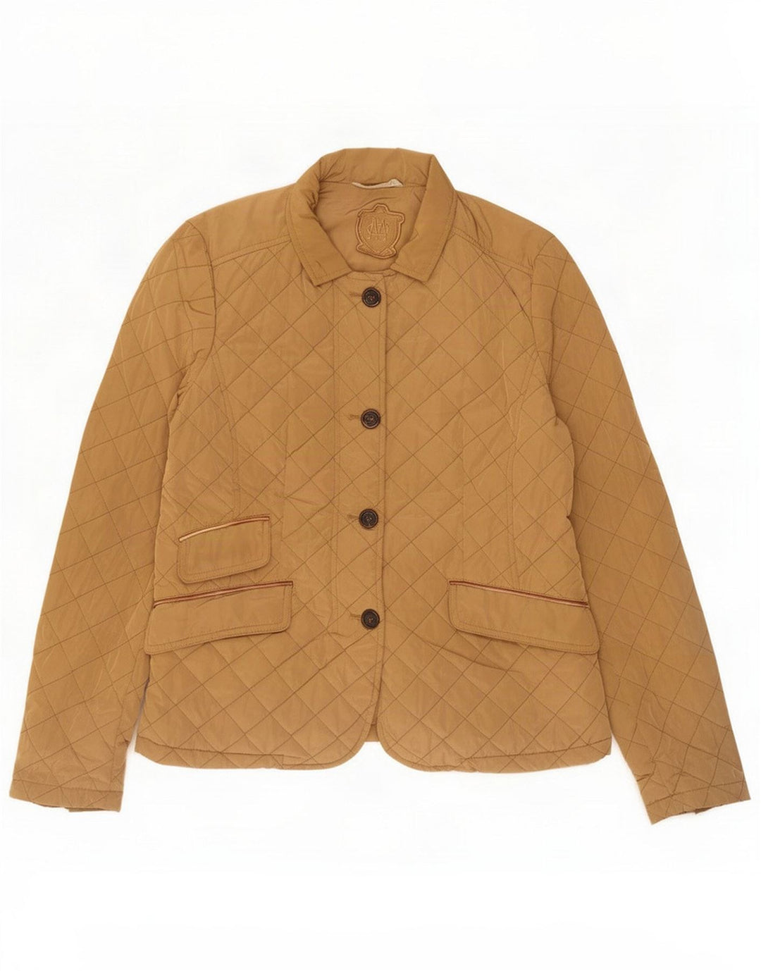 Massimo Dutti Dame Quiltet Jakke UK 14 Large Beige Polyester