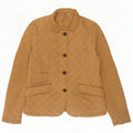 Massimo Dutti Dame Quiltet Jakke UK 14 Large Beige Polyester