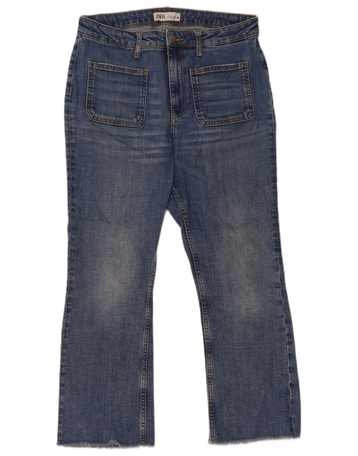 ZARA Straight Jeans til kvinder EU 42 Large W32 L27 Blå Bomuld