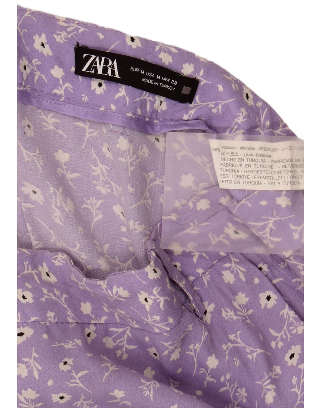 Zara Dame Mini-nederdel Medium W28 Lilla Floral Viscose