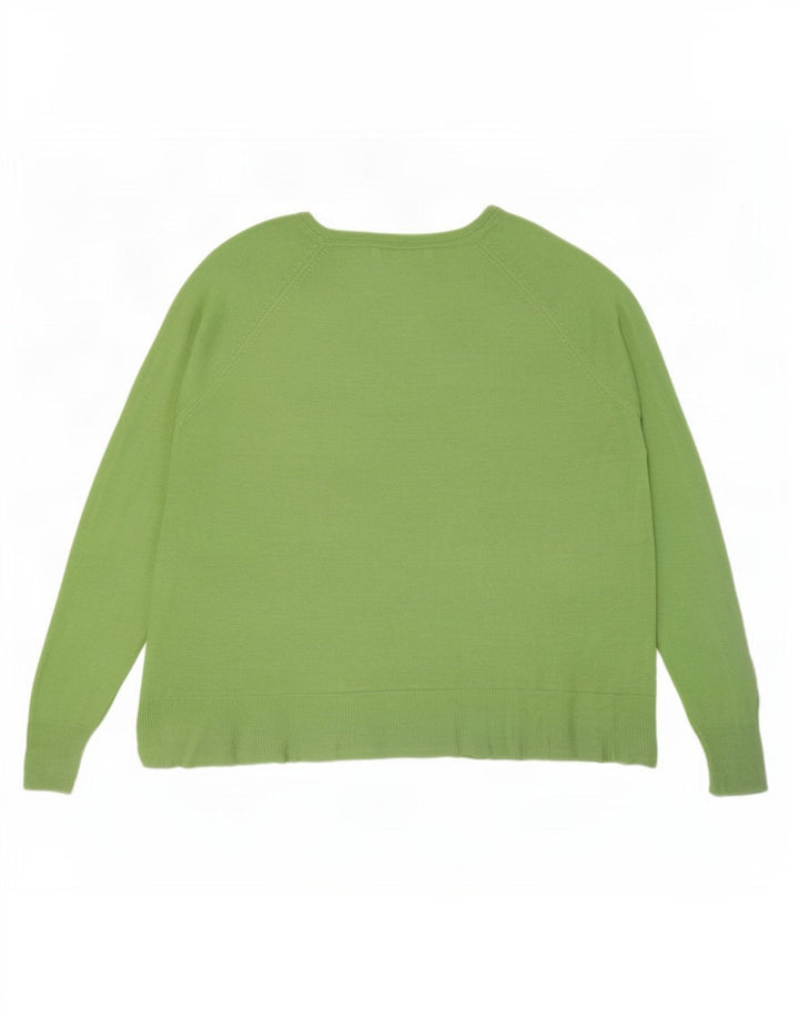 Zara Dame Oversized Boat Neck Jumper Sweater UK 14 Medium Green Viscose