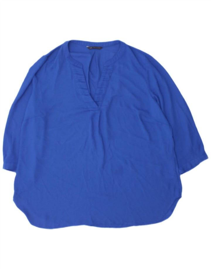 Marks & Spencer Dame 3/4-ærmet bluse Top UK 18 XL Blå Polyester