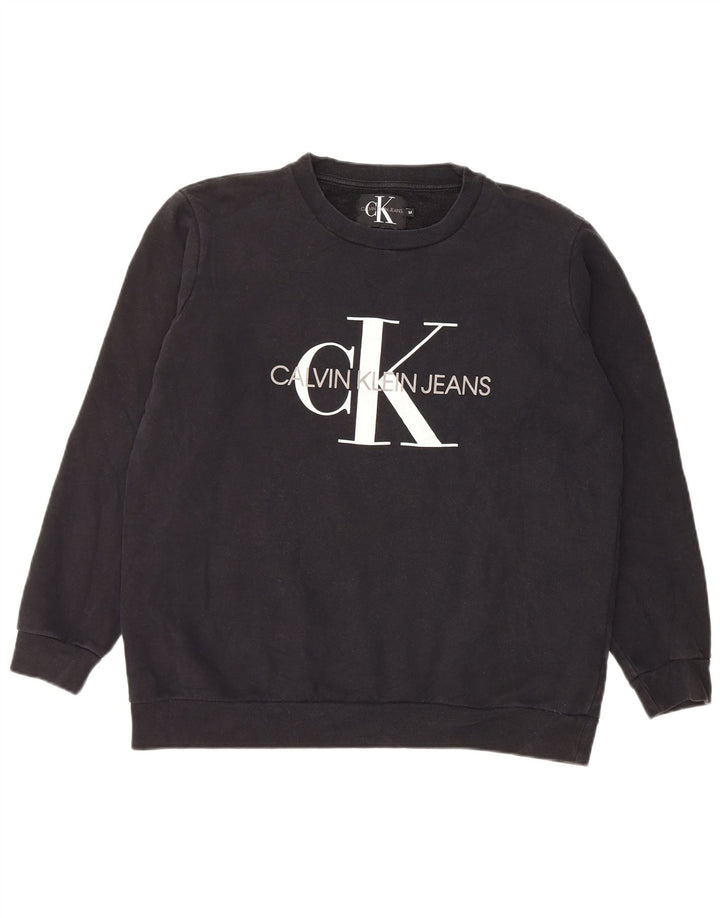 Calvin Klein Jeans Herre Grafisk Sweatshirt Jumper Medium Sort Bomuld