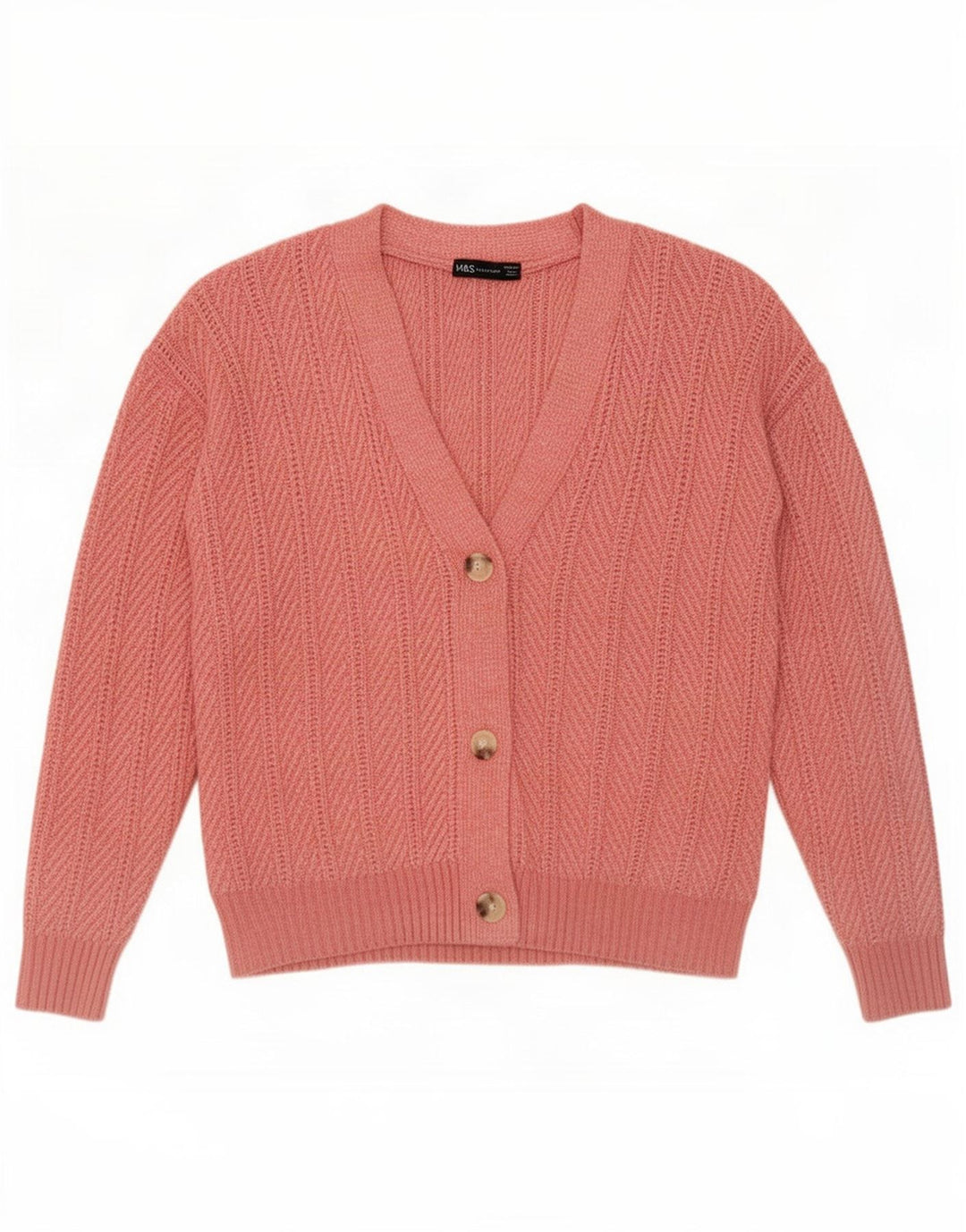 Marks & Spencer dame cardigan sweater UK 14 Medium Pink Polyester