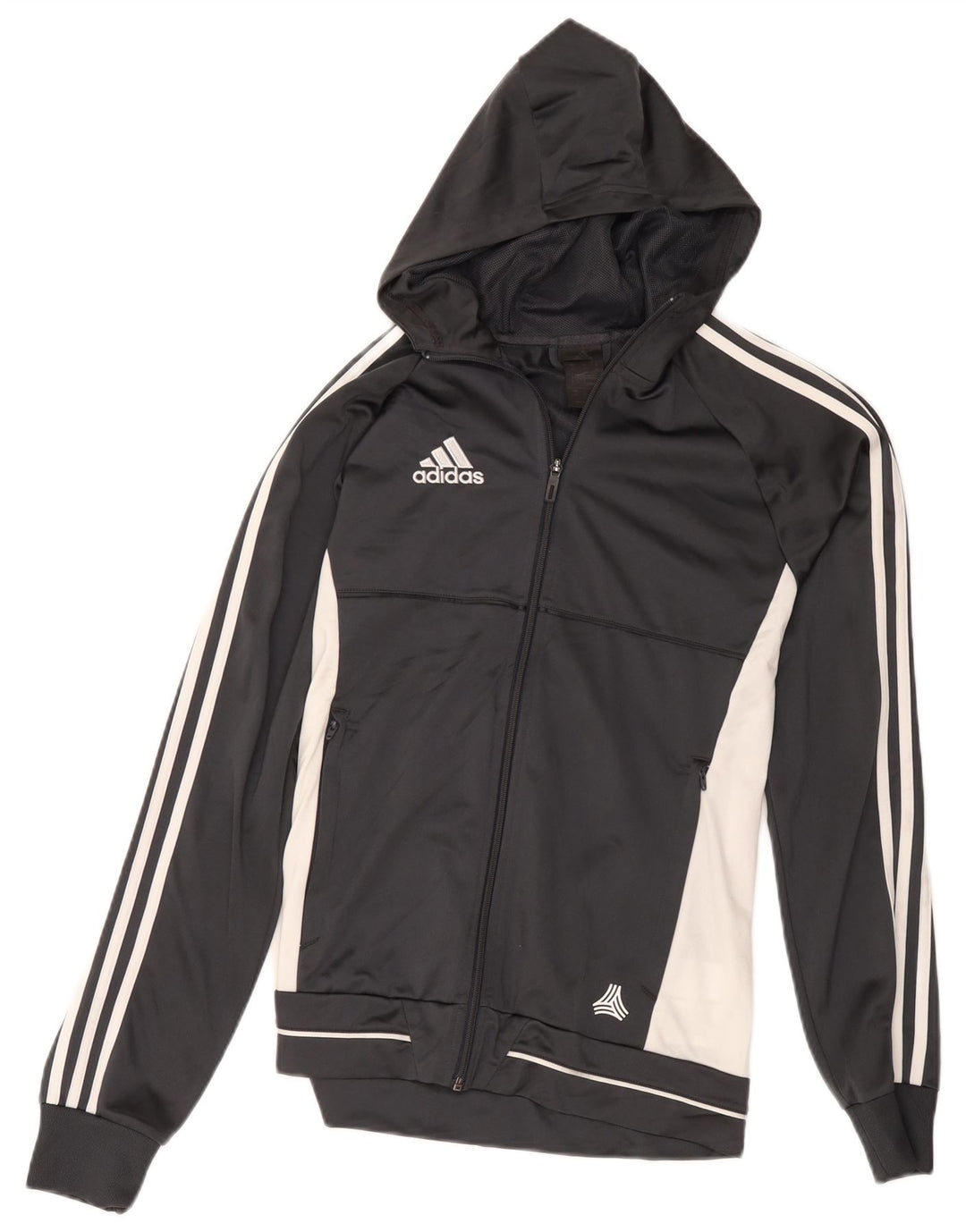 Adidas Hættetrøje med lynlås til mænd, lille grå Colourblock Polyester