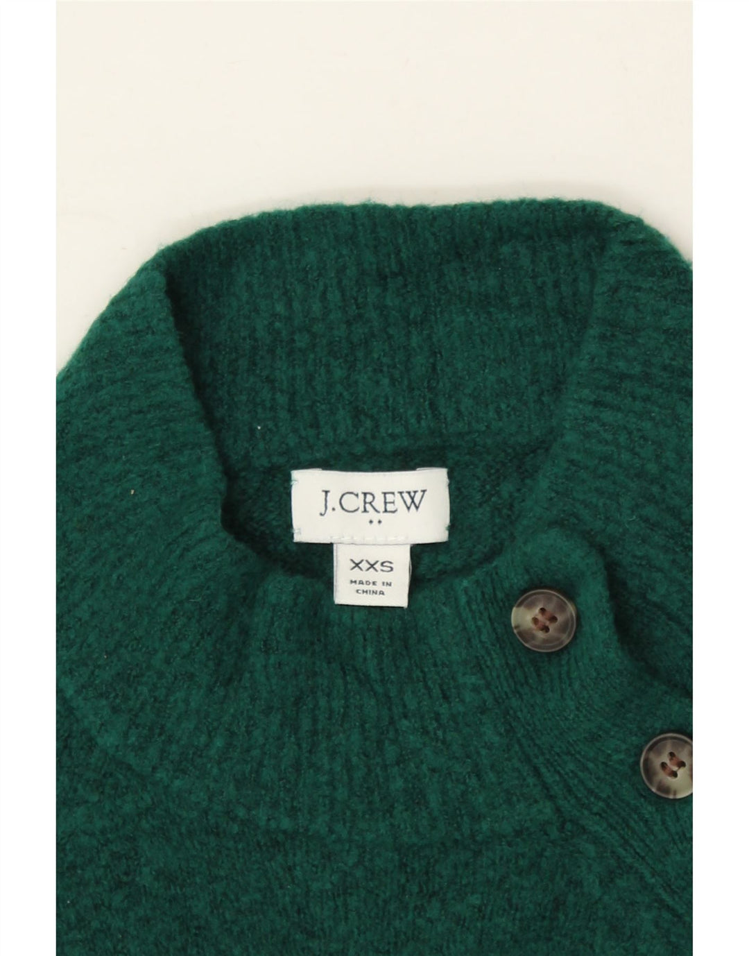 J. CREW Womens Oversized Button Neck Jumper Sweater UK 2 2XS Green Acrylic Vintage J. Crew and Second-Hand J. Crew from Messina Hembry 