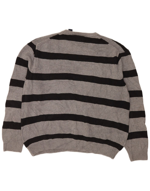 Chaps Herre rund hals sweater 2XL grå stribet bomuld