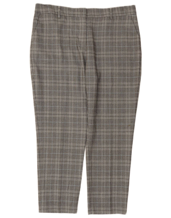 Marks & Spencer Dame Cropped Trousers UK 14 Large W34 L25 Grå ternet PVC