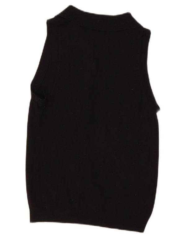 Zara Dame Polo Neck Vest Tank Top UK 8 Small Black