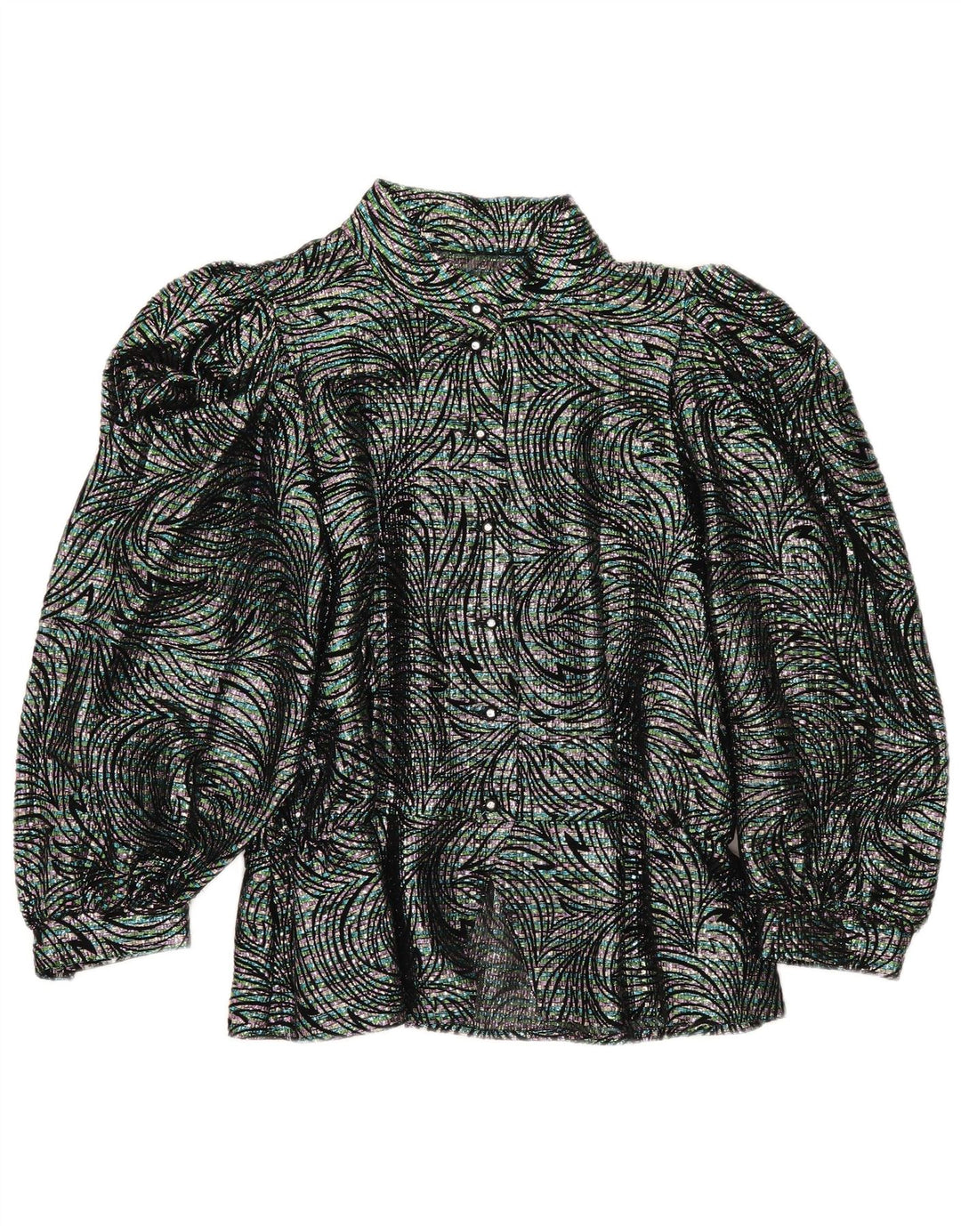 Vintage dameskjorte bluse IT 42 Medium Flerfarvet Geometrisk