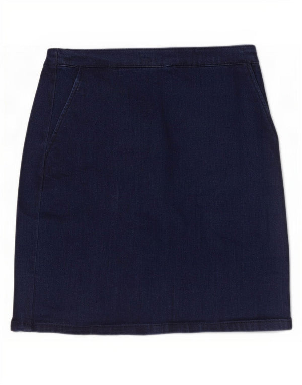 Warehouse Dame Denim Nederdel UK 10 Small W28 Navy Blue Bomuld