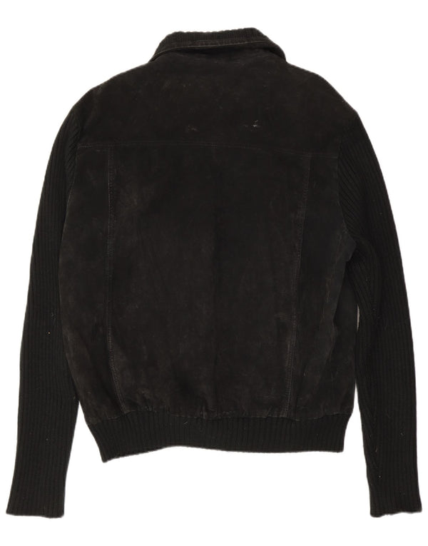 Vintage herre ruskind bomberjakke IT 54 2XL Sort