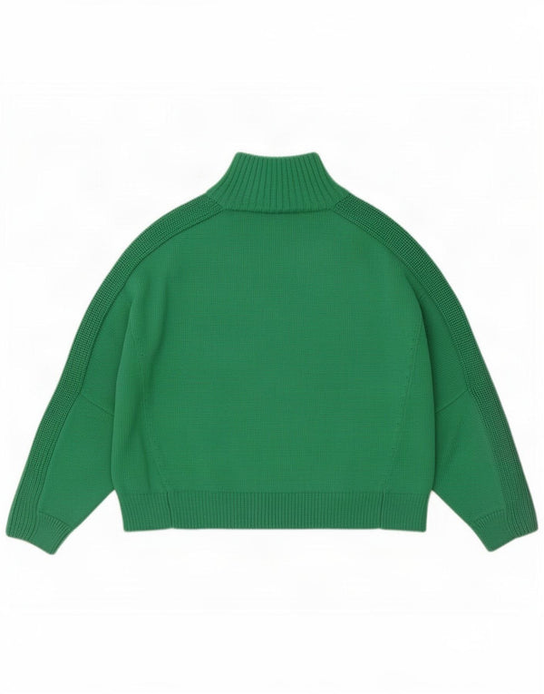 Tommy Hilfiger Dame Oversized Zip Neck Jumper Sweater UK 10 Small Green