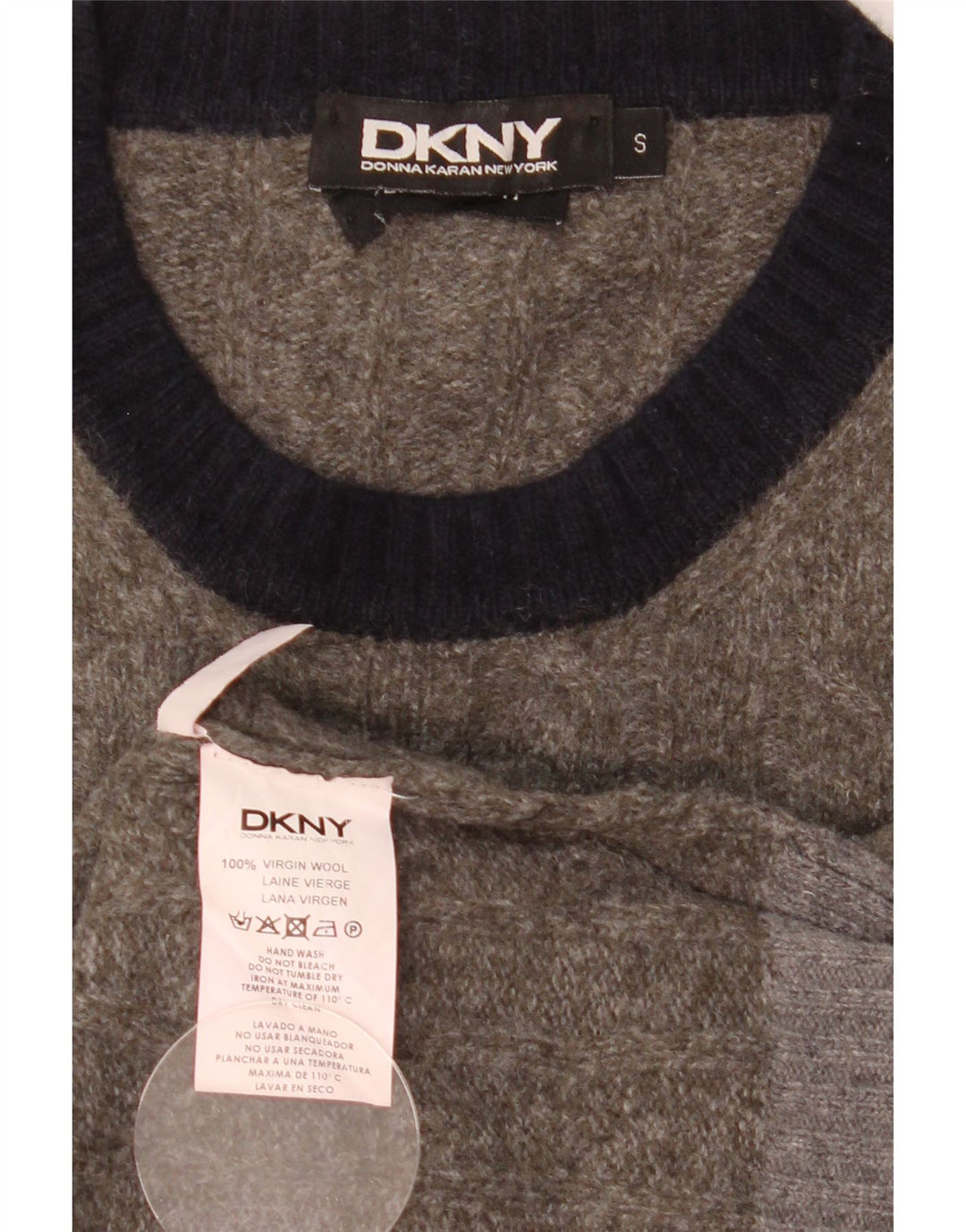 Dkny Herre Crew Neck Jumper Sweater Lille Grå Colourblock Uld