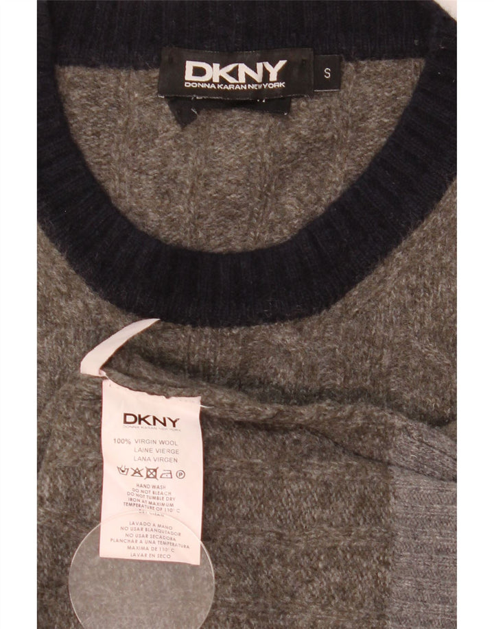 Dkny Herre Crew Neck Jumper Sweater Lille Grå Colourblock Uld
