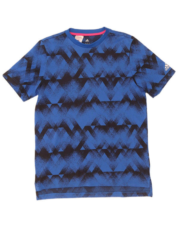 Adidas Boys Climalite T-Shirt Top 15-16 år Blå Geometrisk Polyester